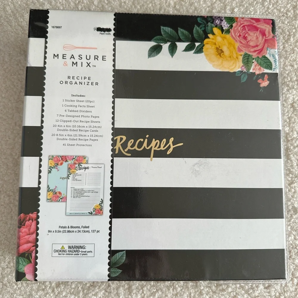 Black and White Striped Recipe Organizer - Recipes